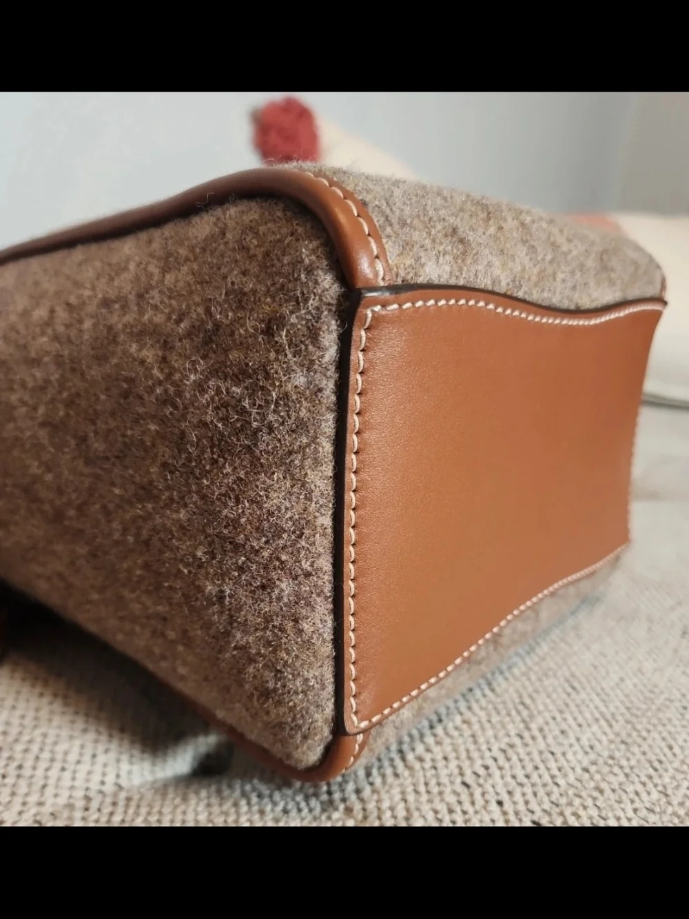 Tory Burch Brown Wool-Blend Mini Shoulder Bag
